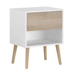 Nachttisch Hardy 44cm 1 Schublade - Molke/Eiche