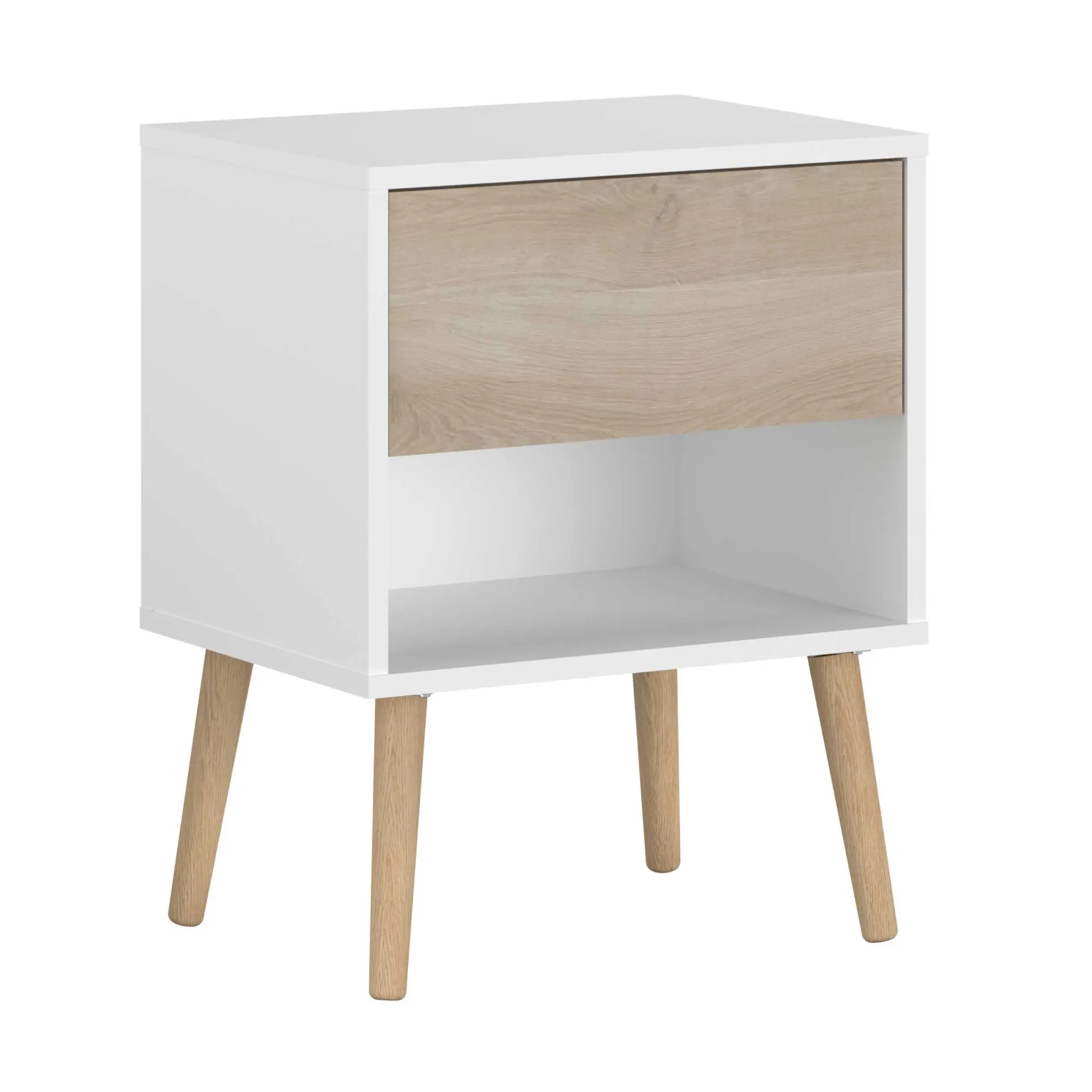 Nachttisch Hardy 44cm 1 Schublade - Molke/Eiche