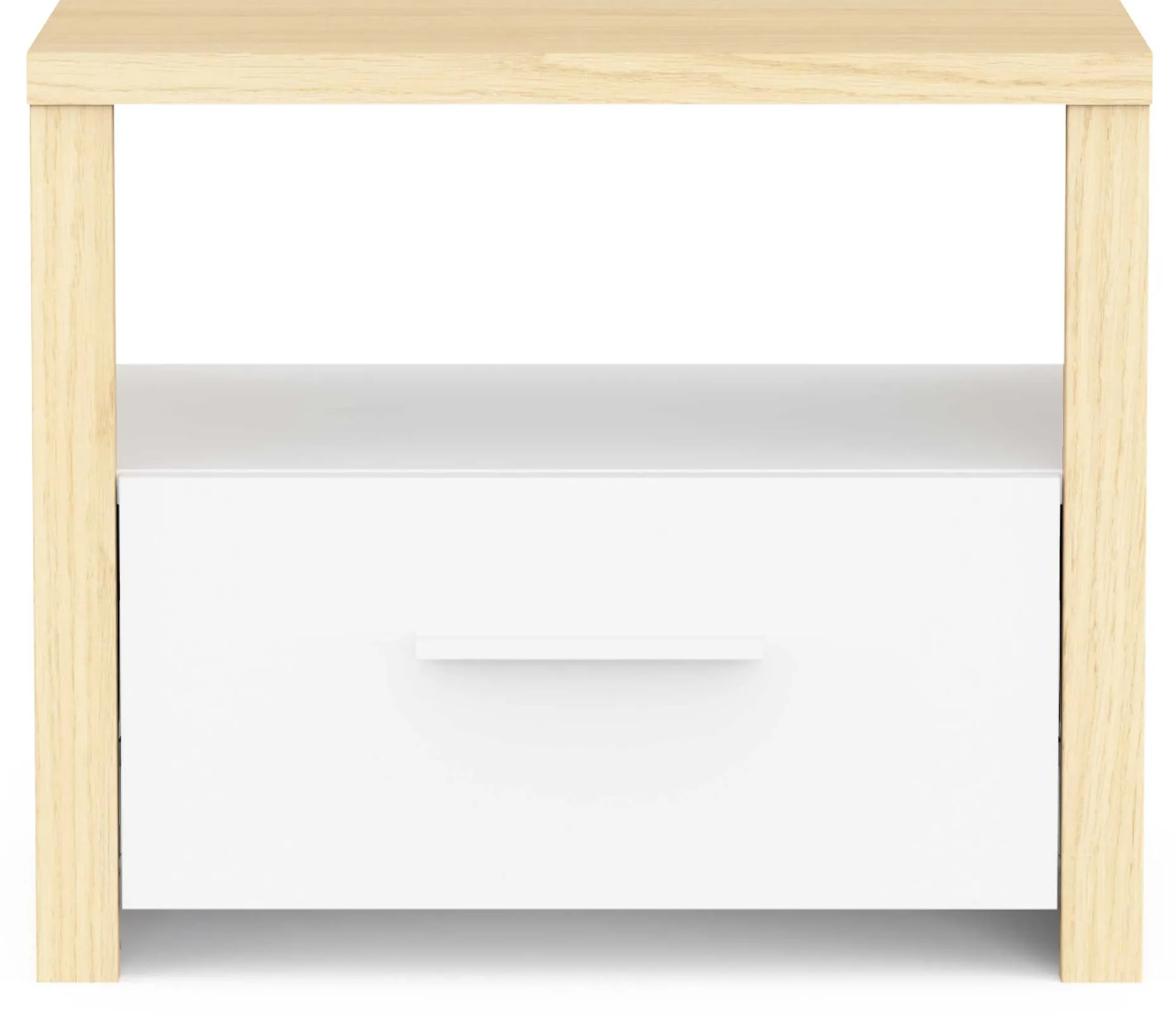 Nachttisch Heva - 47x33x40cm - mit Schublade - weiß/Eiche Dekor