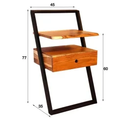Nachttisch Loku 45cm, 1 Schublade - Massivholz Akazie/Metall
