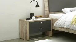 Nachttisch Moleskin mit 2 Schubladen - anthrazit/alter Stil