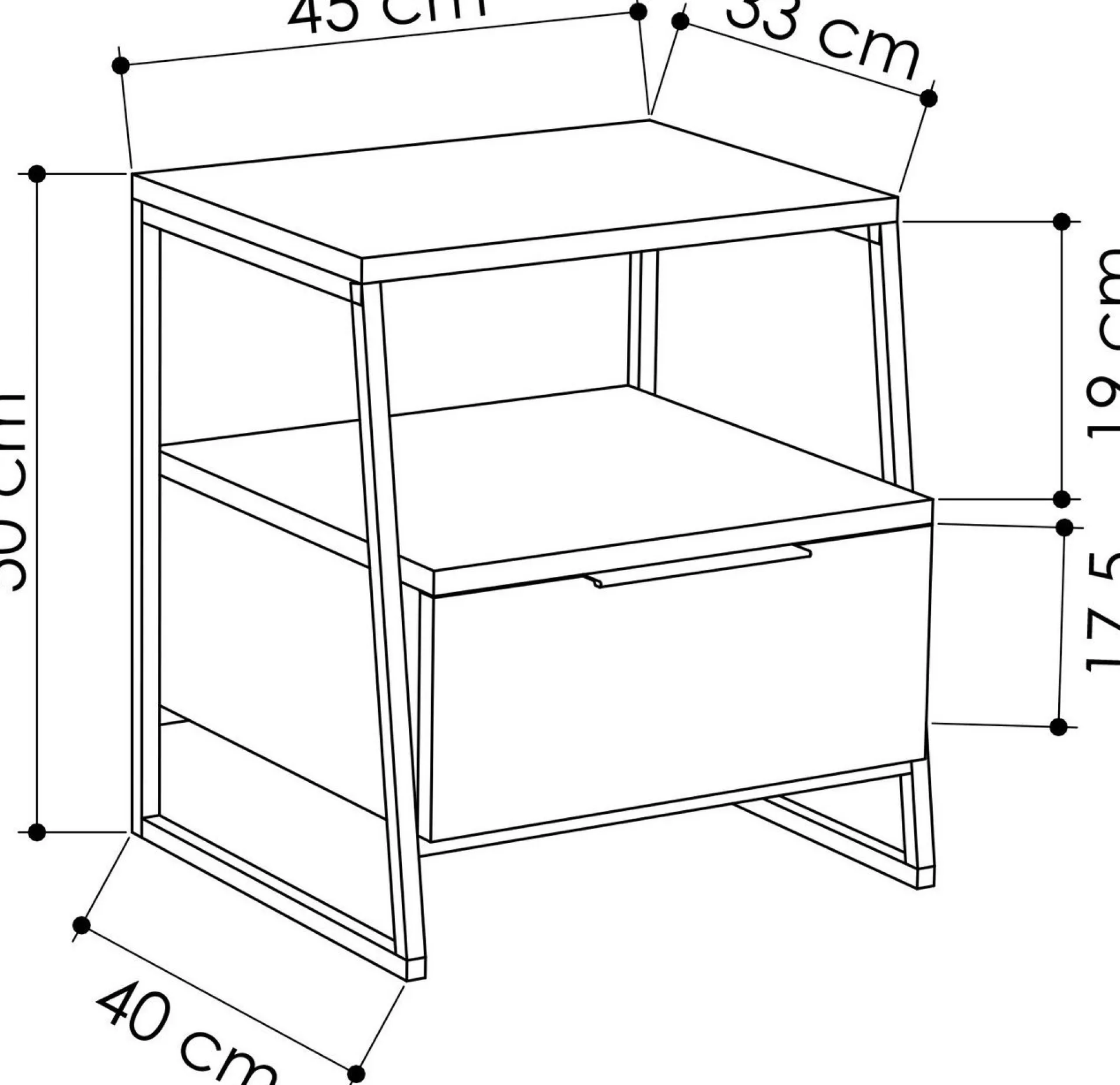 Emob Nachttisch Pal - 100% MELAMINE - Heller Mokka - 45 x 50 x 40 cm