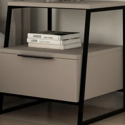 Emob Nachttisch Pal - 100% MELAMINE - Heller Mokka - 45 x 50 x 40 cm