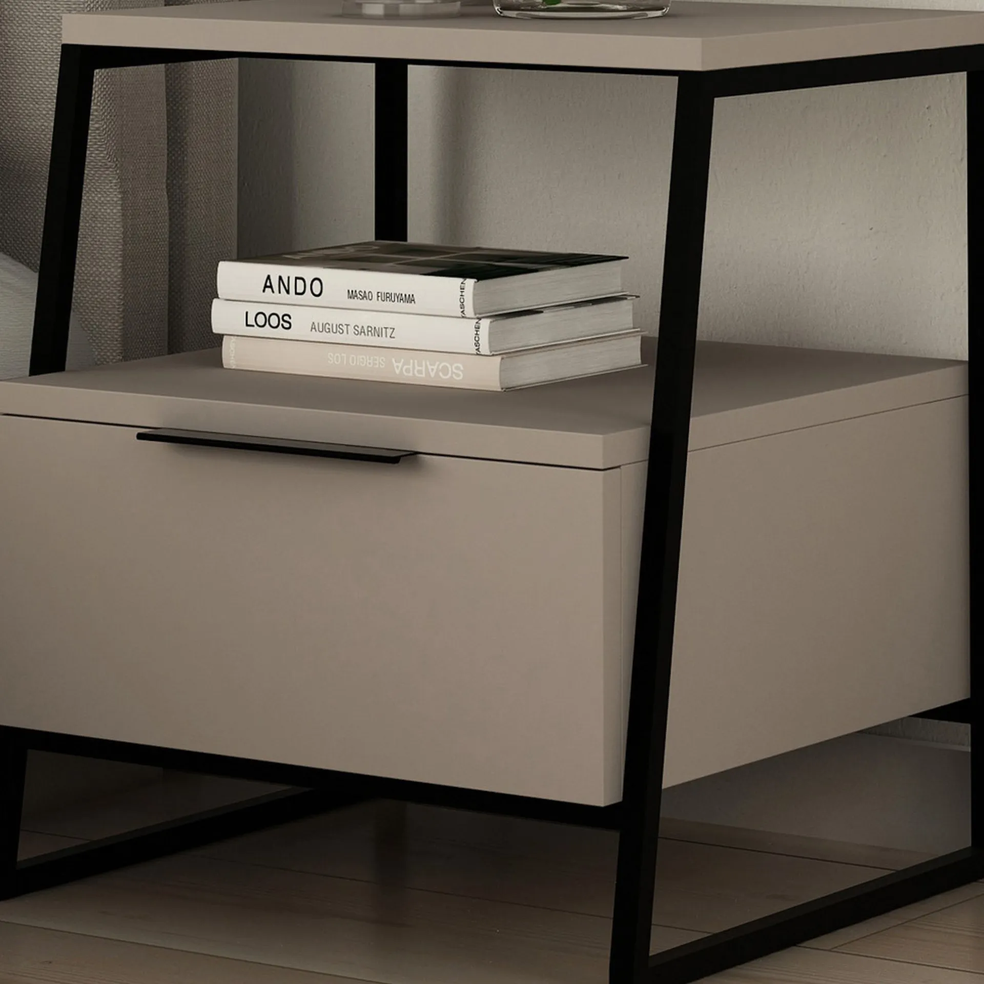 Emob Nachttisch Pal - 100% MELAMINE - Heller Mokka - 45 x 50 x 40 cm