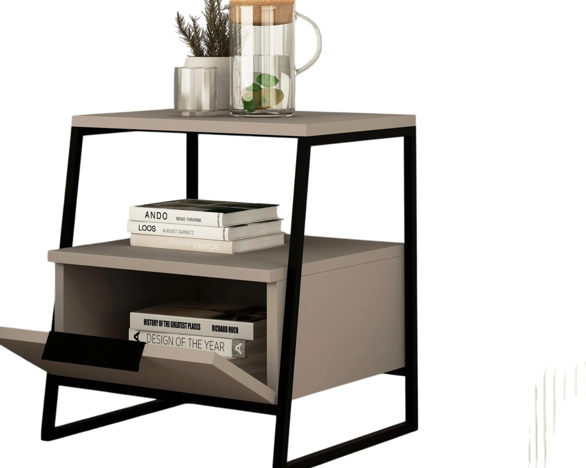 Emob Nachttisch Pal - 100% MELAMINE - Heller Mokka - 45 x 50 x 40 cm