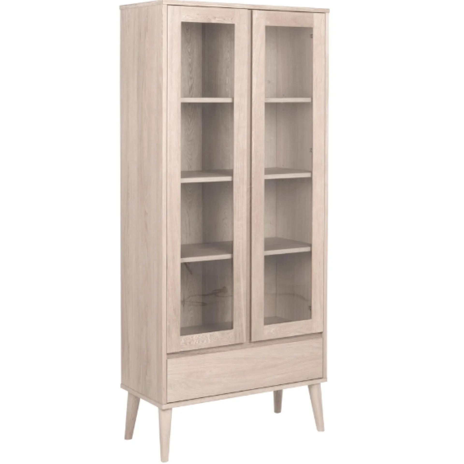 Emob NaliniEsszimmer : Esstisch, Anrichte, Vitrine - Eiche hell furniert