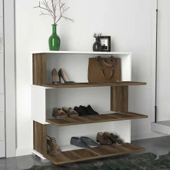 Napolyon Schuhschrank | 100 % MELAMIN | Weiß, Walnuss