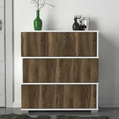 Napolyon Schuhschrank | 100 % MELAMIN | Weiß, Walnuss
