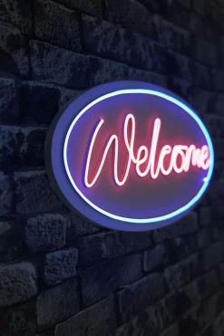 Emob Neon Graph Dekorative LED-Beleuchtung aus Kunststoff | Blau & Rosa | 29 x 58 x 2 cm