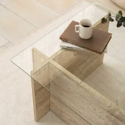 Emob New Escape Couchtisch | 100 % MELAMIN | Travertin