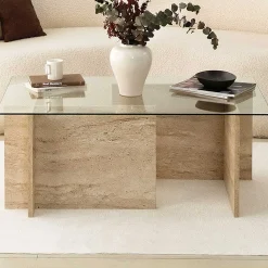 Emob New Escape Couchtisch | 100 % MELAMIN | Travertin