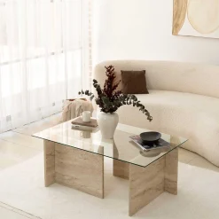 Emob New Escape Couchtisch | 100 % MELAMIN | Travertin