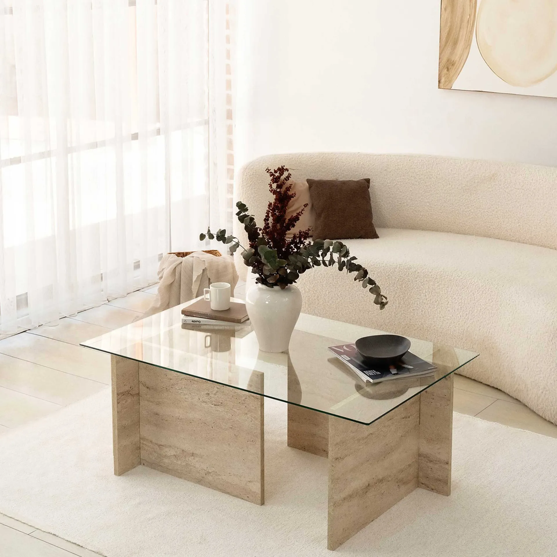 Emob New Escape Couchtisch | 100 % MELAMIN | Travertin