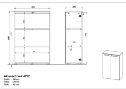 Niedriger Aktenschrank Osmond 80cm mit 2 Türen - Eiche/Graphit