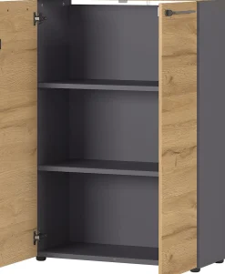 Niedriger Aktenschrank Osmond 80cm mit 2 Türen - Eiche/Graphit