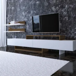 Nirvana TV-Möbel | 100 % MELAMIN | Weiß, Teak