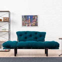 Emob Nitta 2-Sitzer-Schlafsofa | Metallrahmen | Petrol