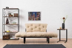 Emob Nitta 2-Sitzer-Schlafsofa | Metallrahmen | Creme