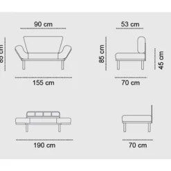 Emob Nitta 2-Sitzer-Schlafsofa | Metallrahmen | Creme