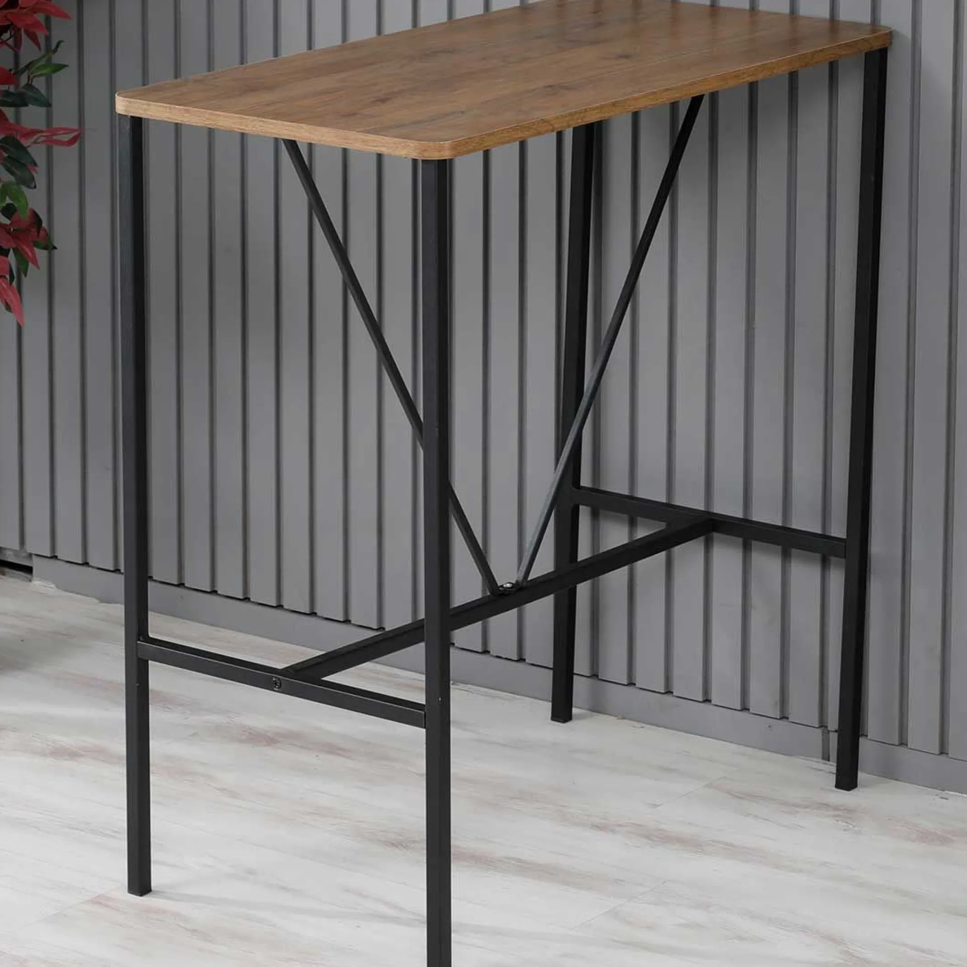 Emob Nordic Stehtisch | Metallgestell | Walnuss, Schwarz