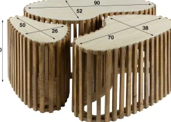 Emob Nuovo Nierenförmiger Travertin Couchtisch Set/3