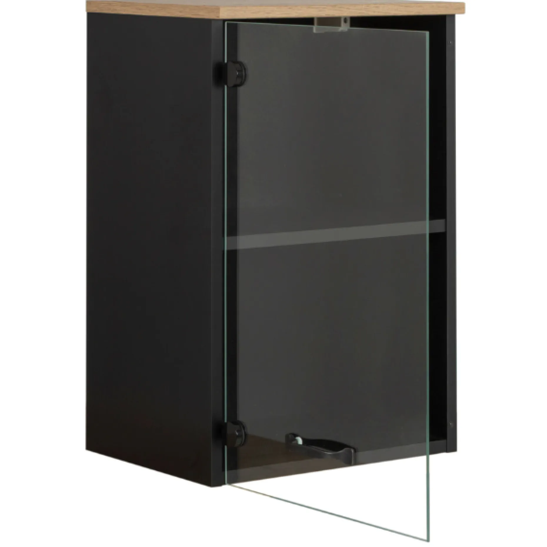 Oberschrank Manno 40cm mit Glastür - schwarz/eiche