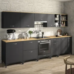 Oberschrank Manno 40cm mit 1 Tür - schwarz/eiche