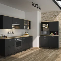 Oberschrank Manno 60cm mit 1 Tür - schwarz/eiche