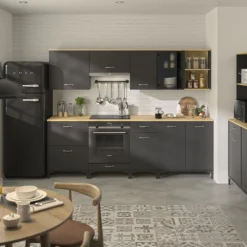 Oberschrank Manno 60cm mit 1 Tür - schwarz/eiche
