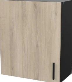 Oberschrank Romanie 60 cm 1 Drehtür und 1 Einlegeboden Kronberg Eiche/Mattschwarz