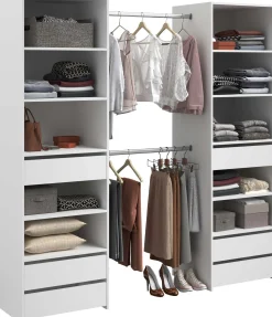 Offener Kleiderschrank Anita - 200x50x200cm - 6 Schubladen - weiß