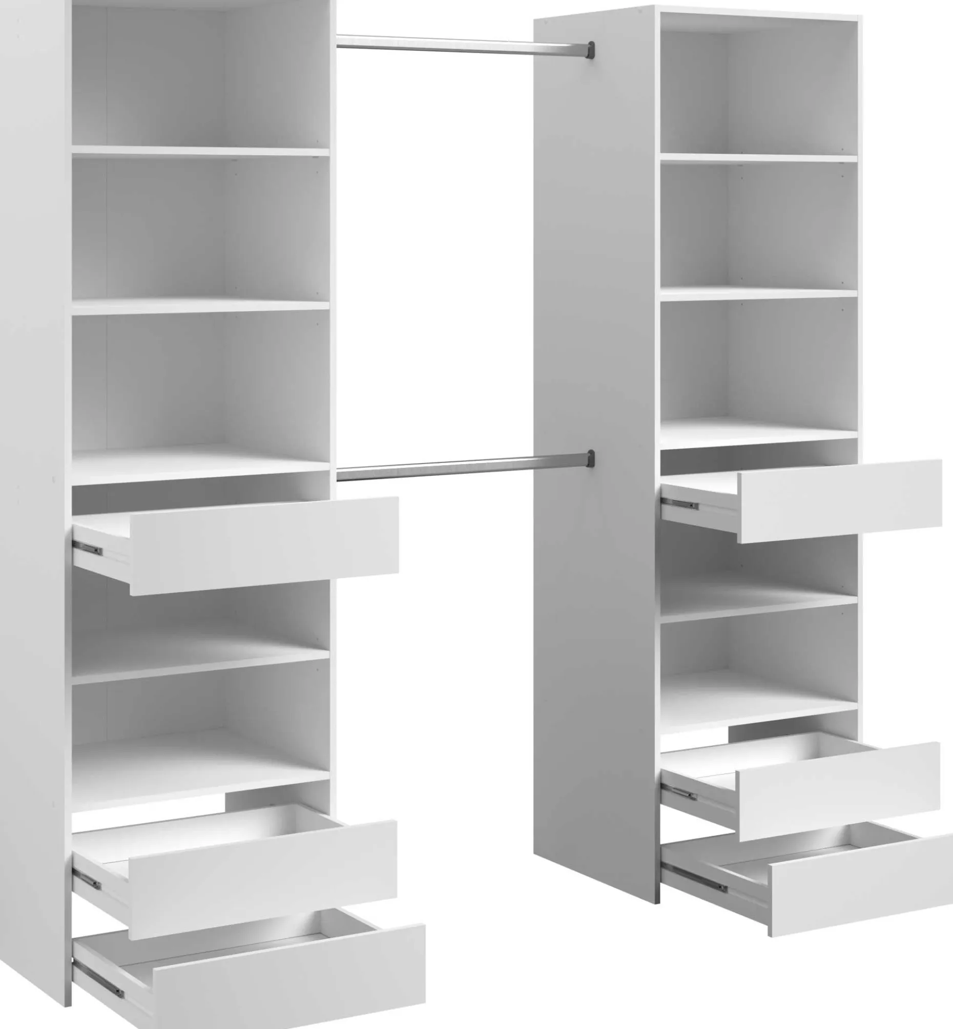 Offener Kleiderschrank Anita - 200x50x200cm - 6 Schubladen - weiß