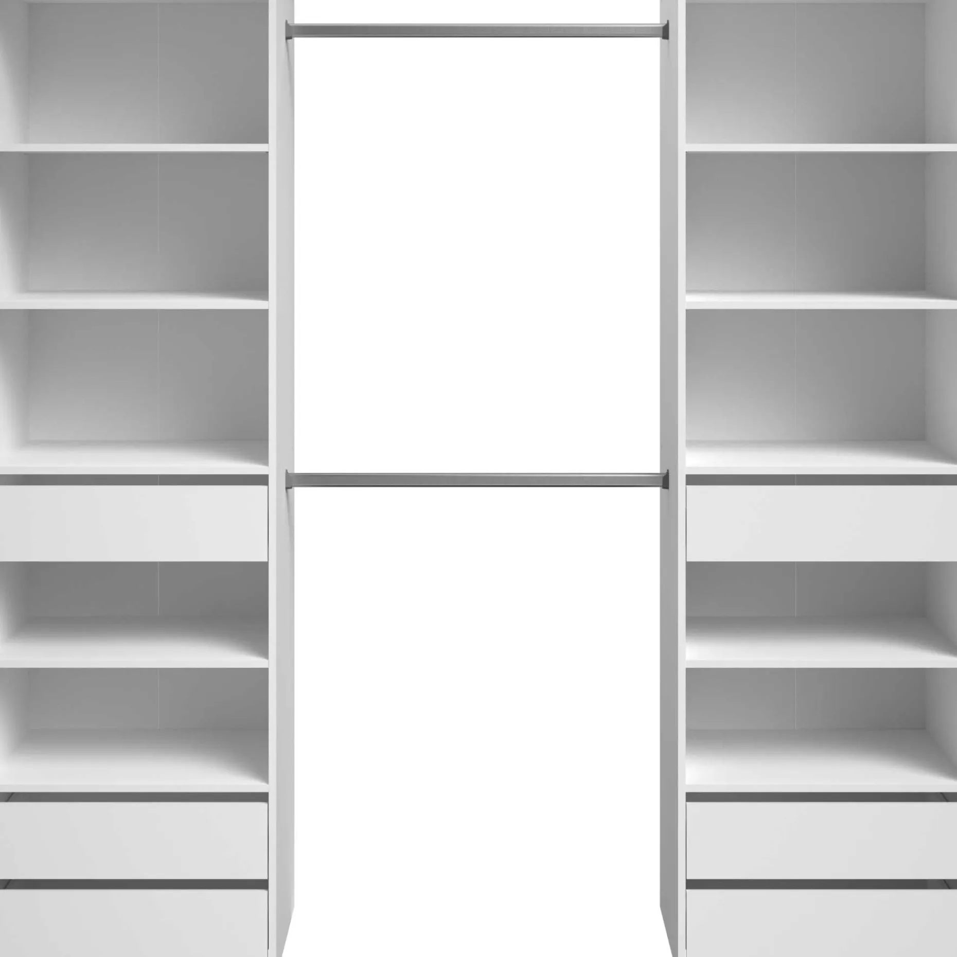 Offener Kleiderschrank Anita - 200x50x200cm - 6 Schubladen - weiß