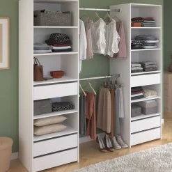 Offener Kleiderschrank Anita - 200x50x200cm - 6 Schubladen - weiß