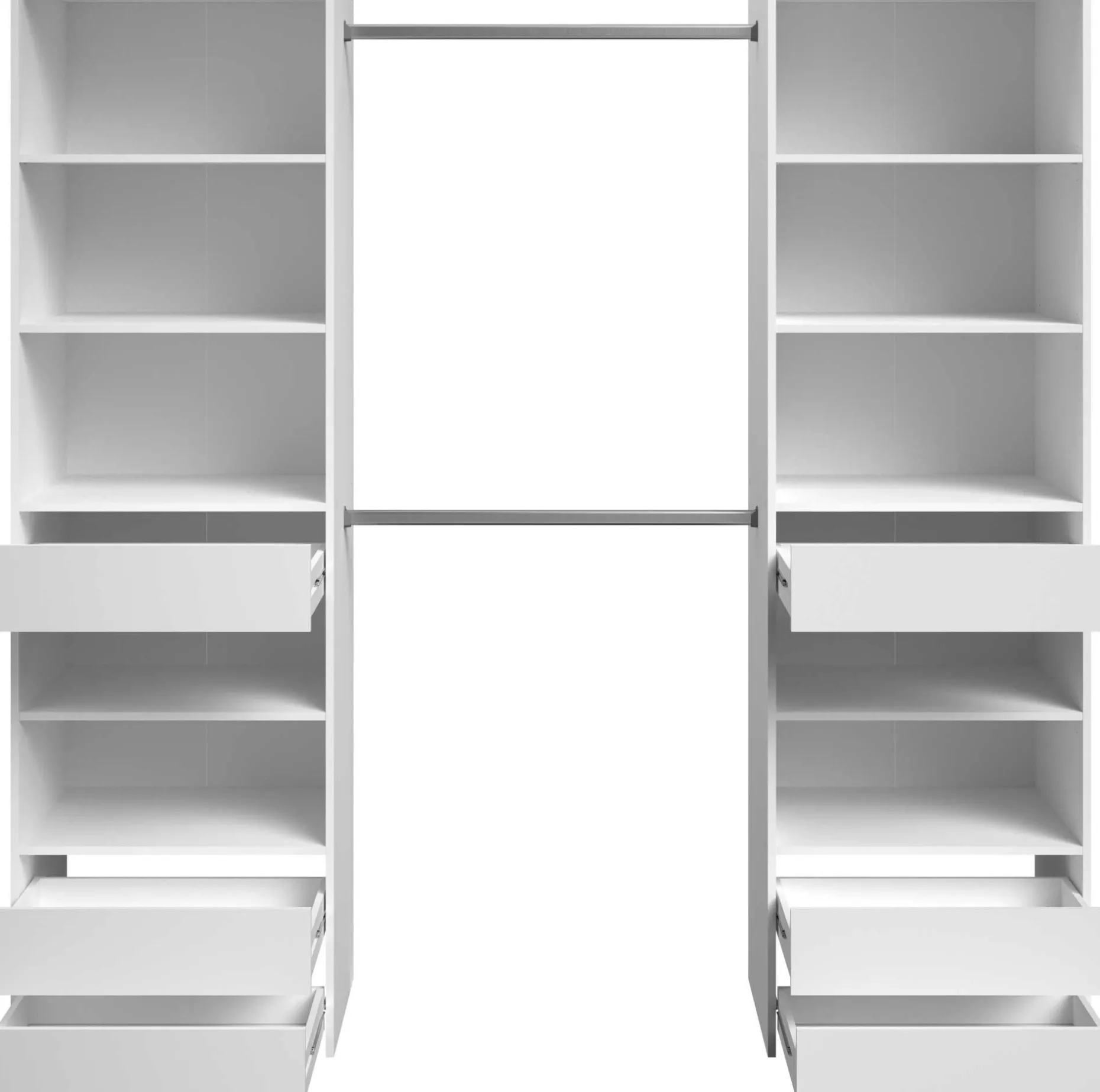 Offener Kleiderschrank Anita - 200x50x200cm - 6 Schubladen - weiß