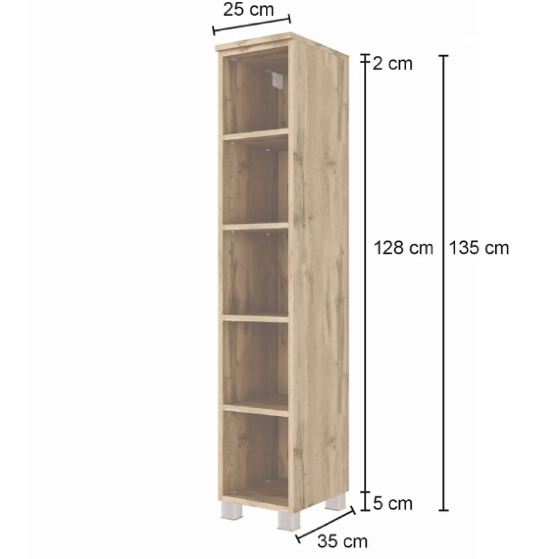 Offener Schrank Karan 30x35x130cm - Eiche