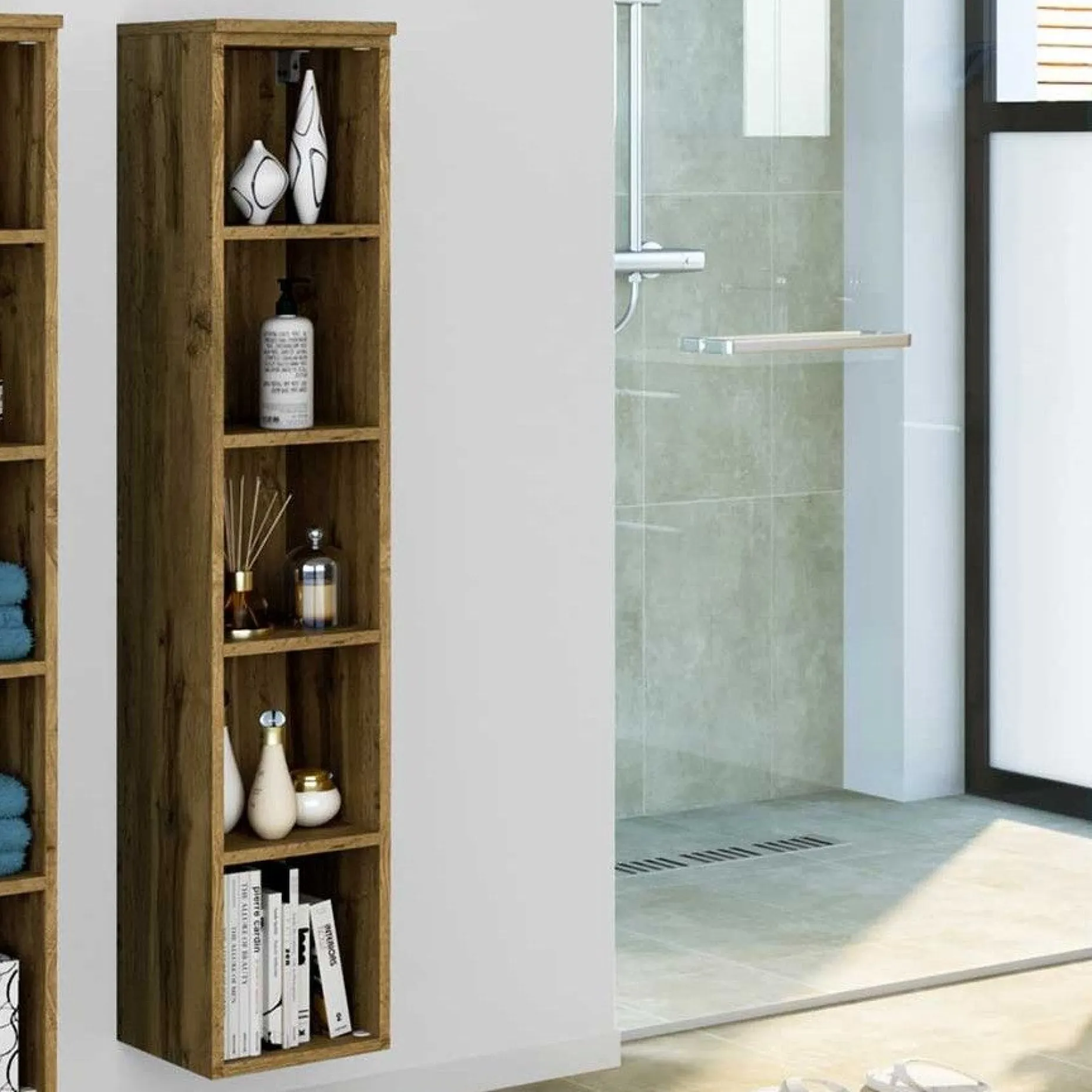 Offener Säulenschrank Gene 25cm - wotan Eiche Dekor
