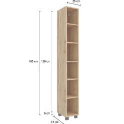 Offener Säulenschrank Malvo 25cm 5 Fachböden - Eiche