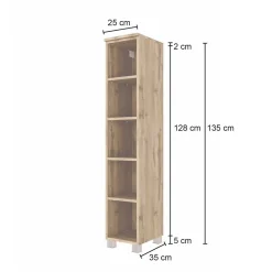 Offener Säulenschrank Sefa niedrig 25cm - Eiche wotan