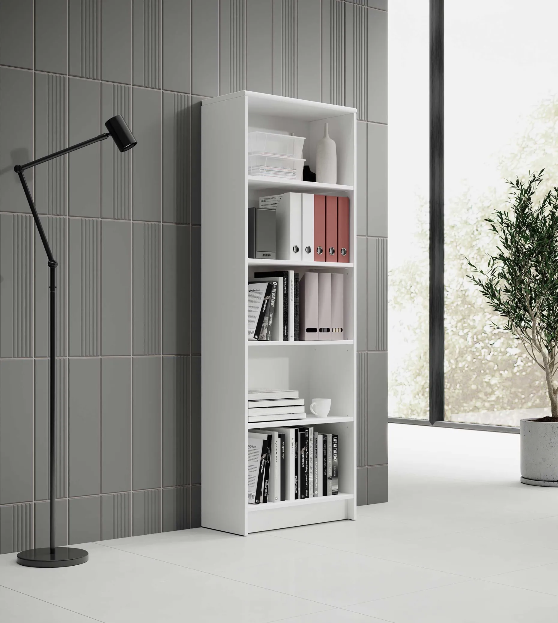 Offenes Bücherregal Lilly | 60 x 28 x 172 cm | Weiß