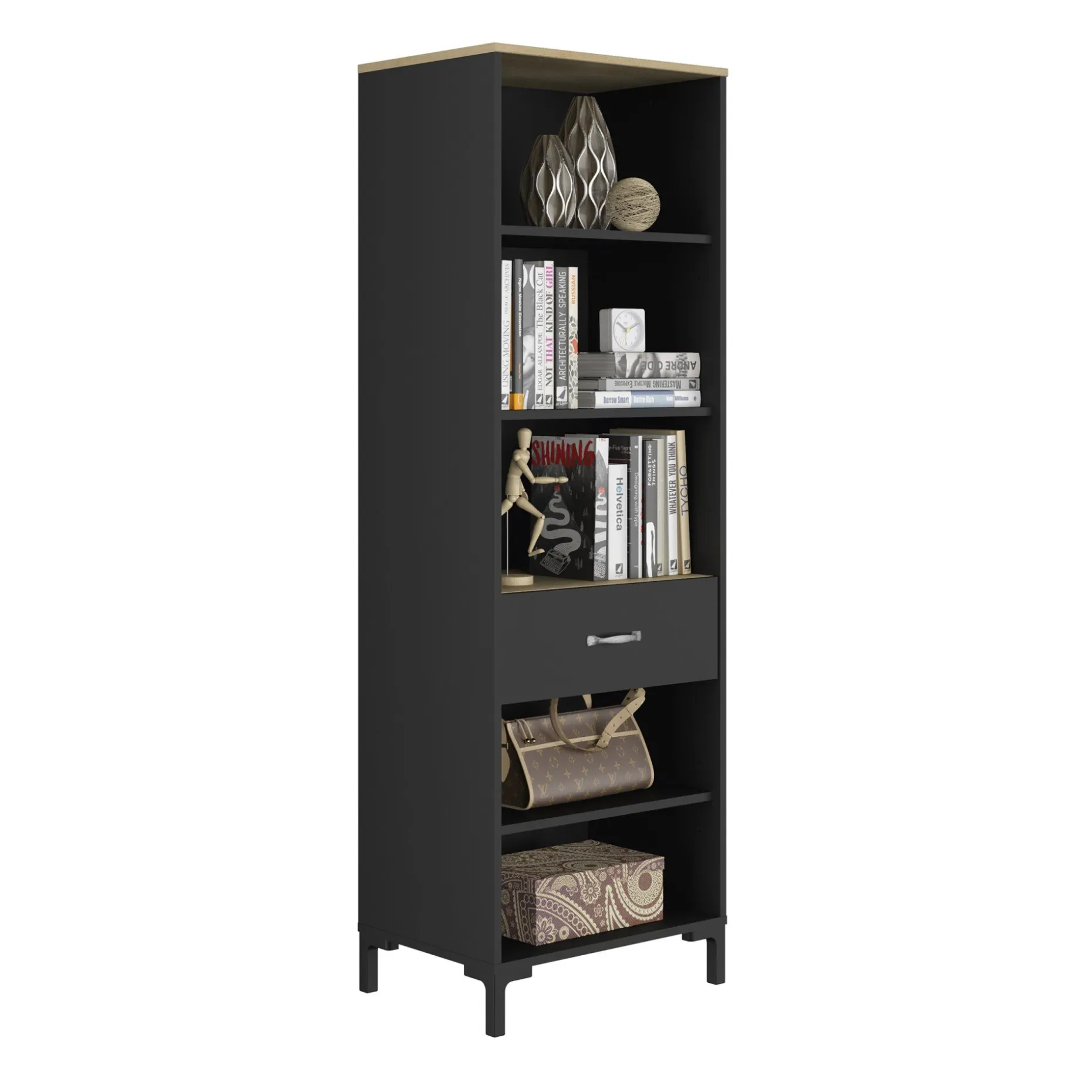 Offenes Bücherregal Manchester | 56 x 40 x 171 cm | Design Helvezia Oak