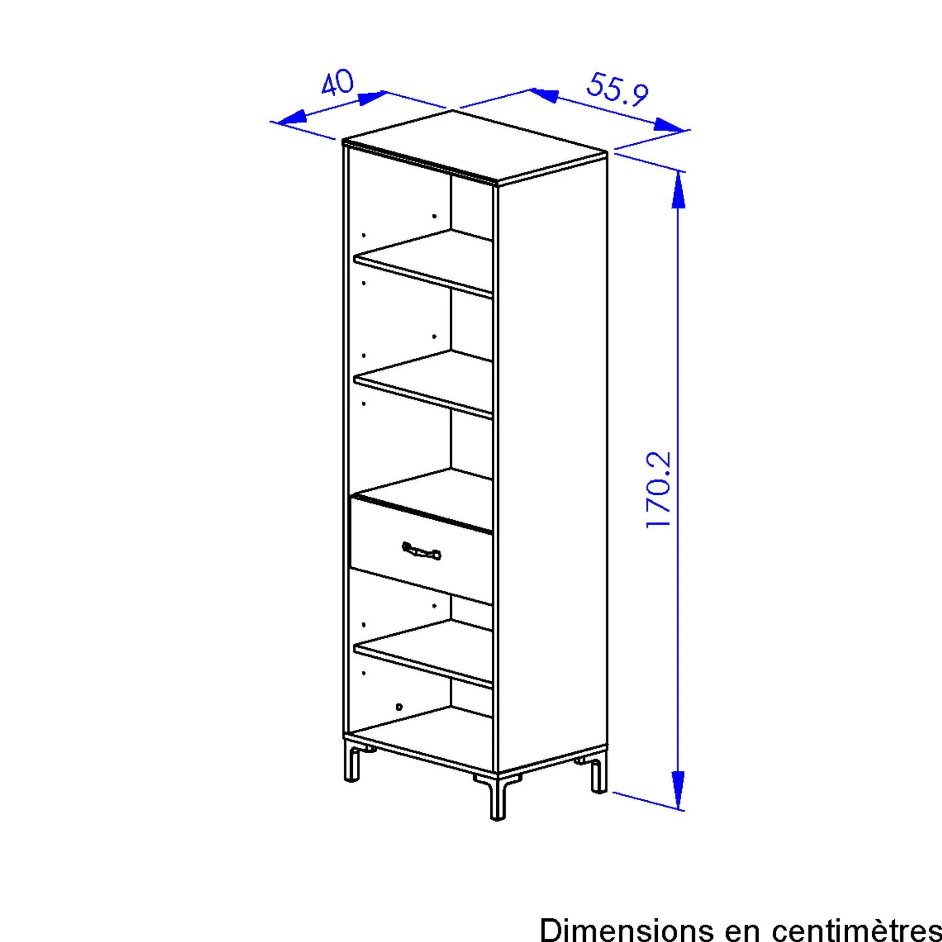 Offenes Bücherregal Manchester | 56 x 40 x 171 cm | Design Helvezia Oak