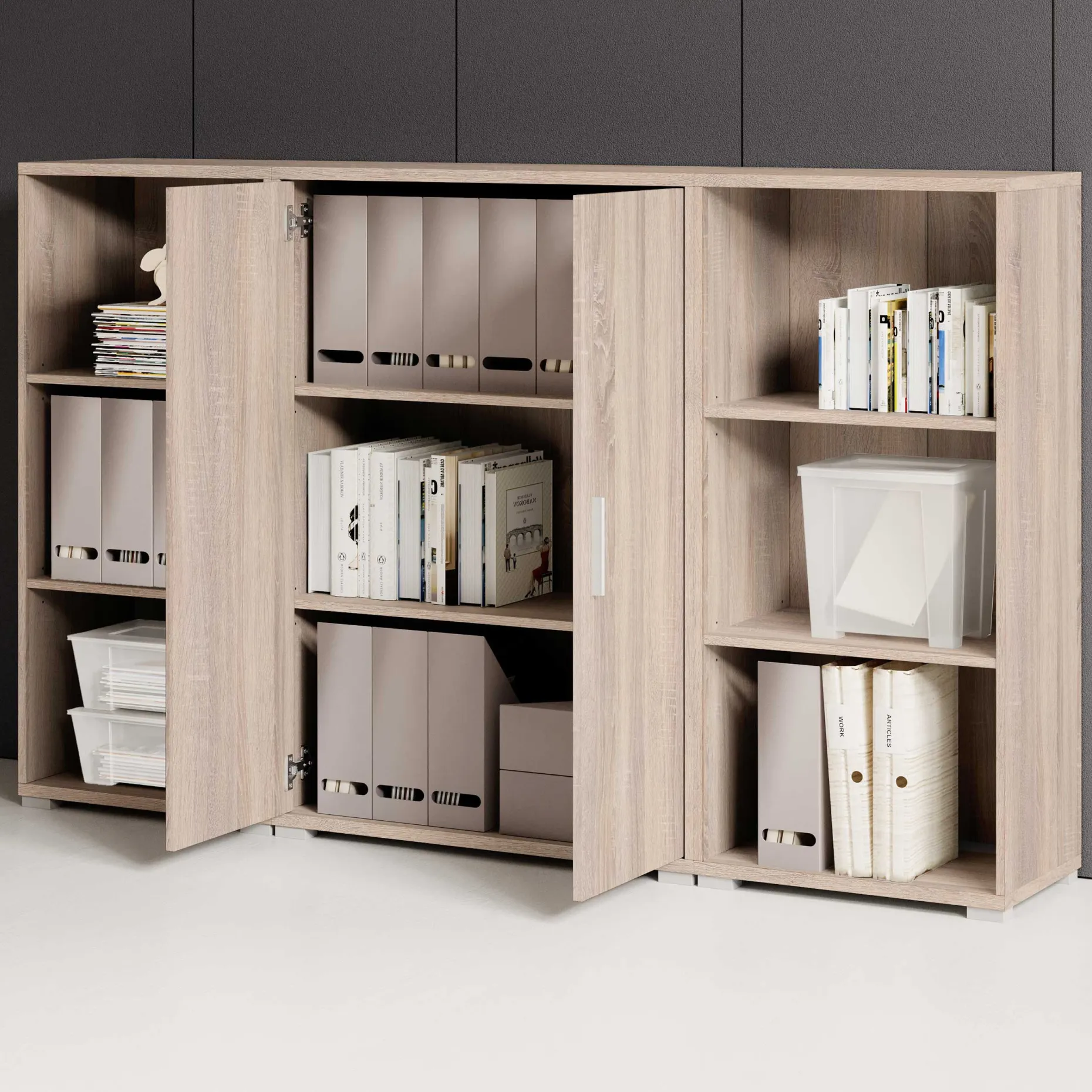 Olaph niedriges Bücherregal - Eiche