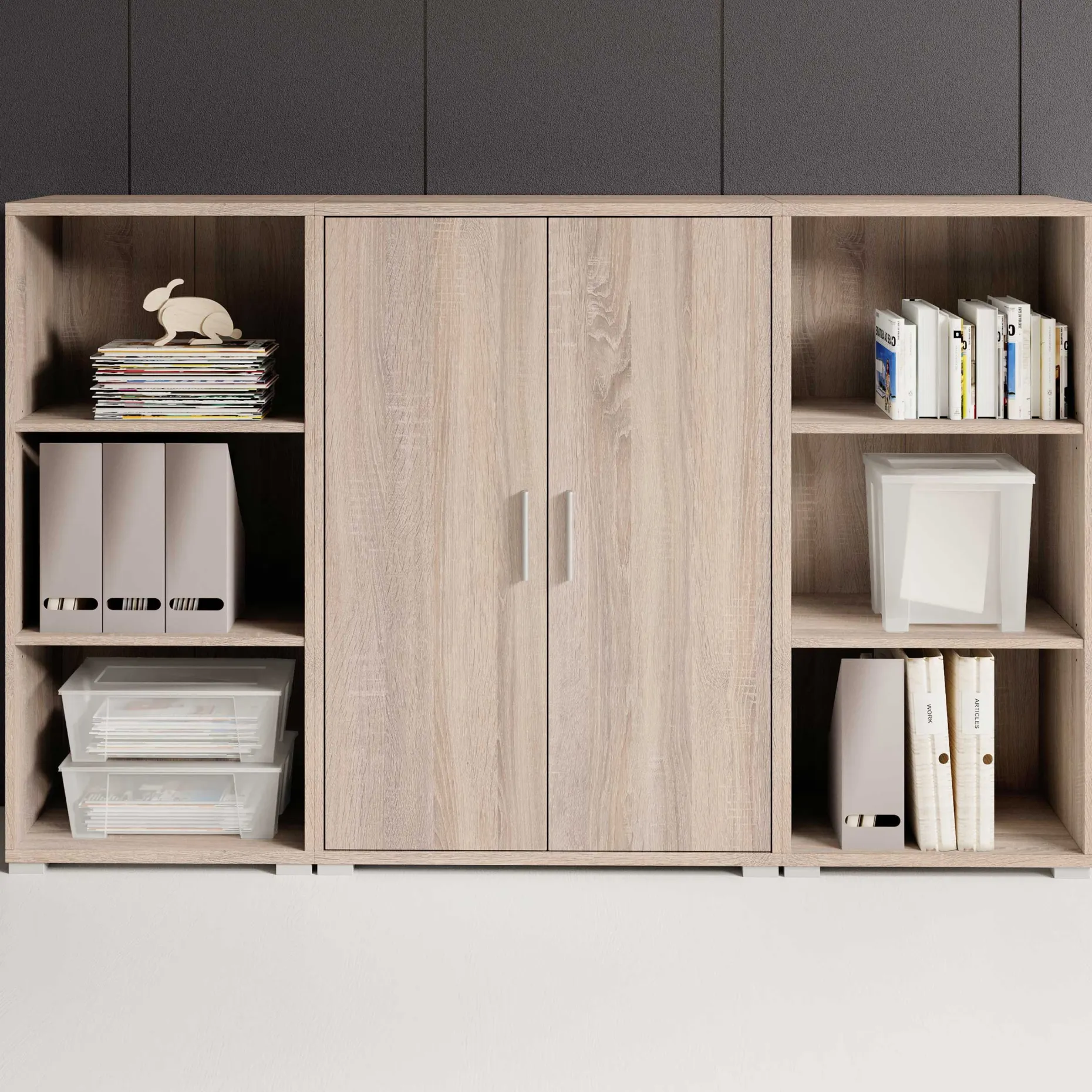 Olaph niedriges Bücherregal - Eiche
