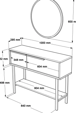 Emob ON12 Sideboard | 100x30x76cm | mit Spiegel | Walnuss