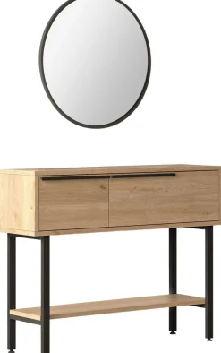 Emob ON12 Sideboard | 100x30x76cm | mit Spiegel | Walnuss