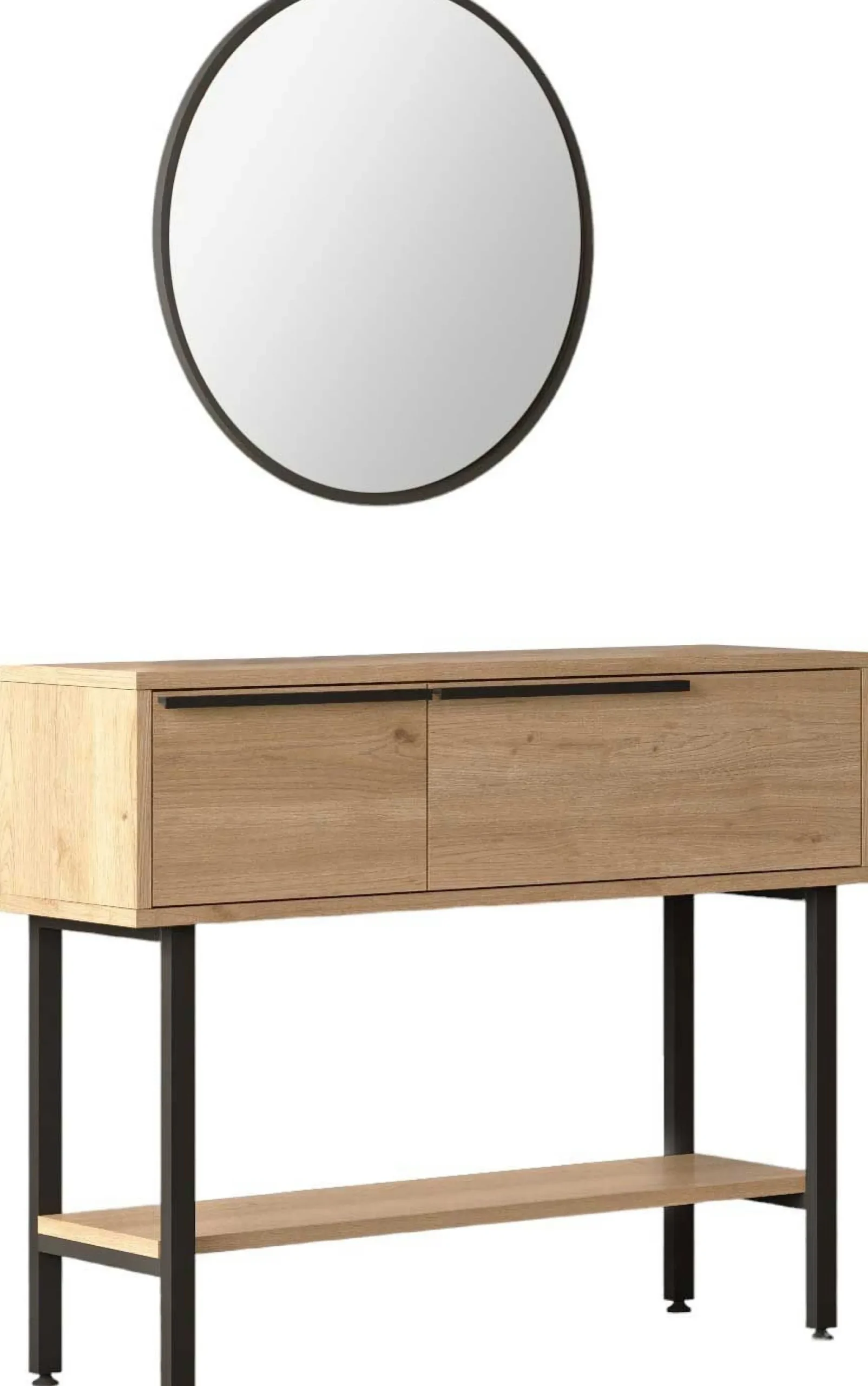 Emob ON12 Sideboard | 100x30x76cm | mit Spiegel | Walnuss