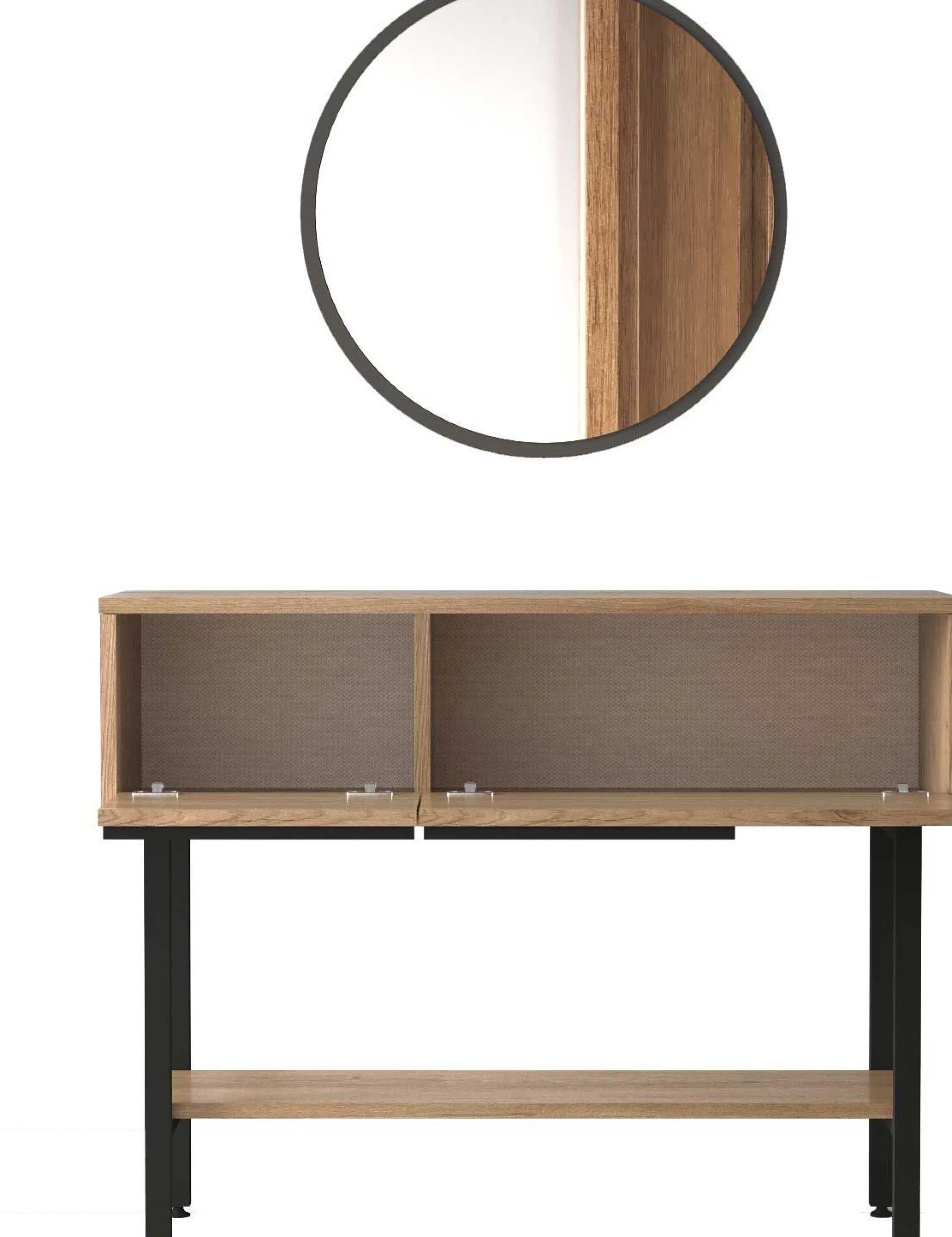 Emob ON12 Sideboard | 100x30x76cm | mit Spiegel | Walnuss