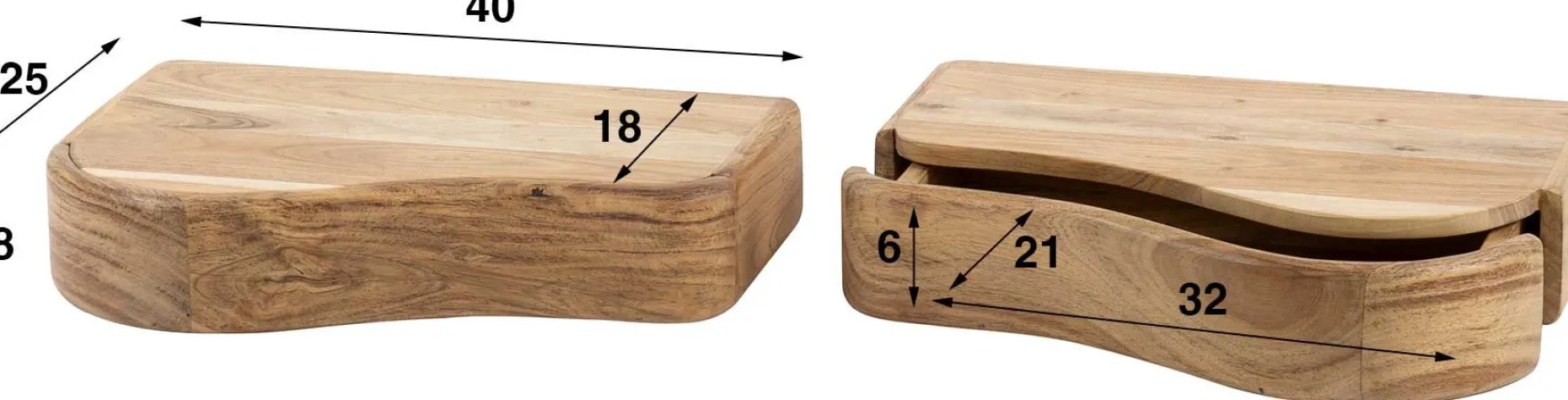 Organic Acacia Nachttischchen Set/2 - L R