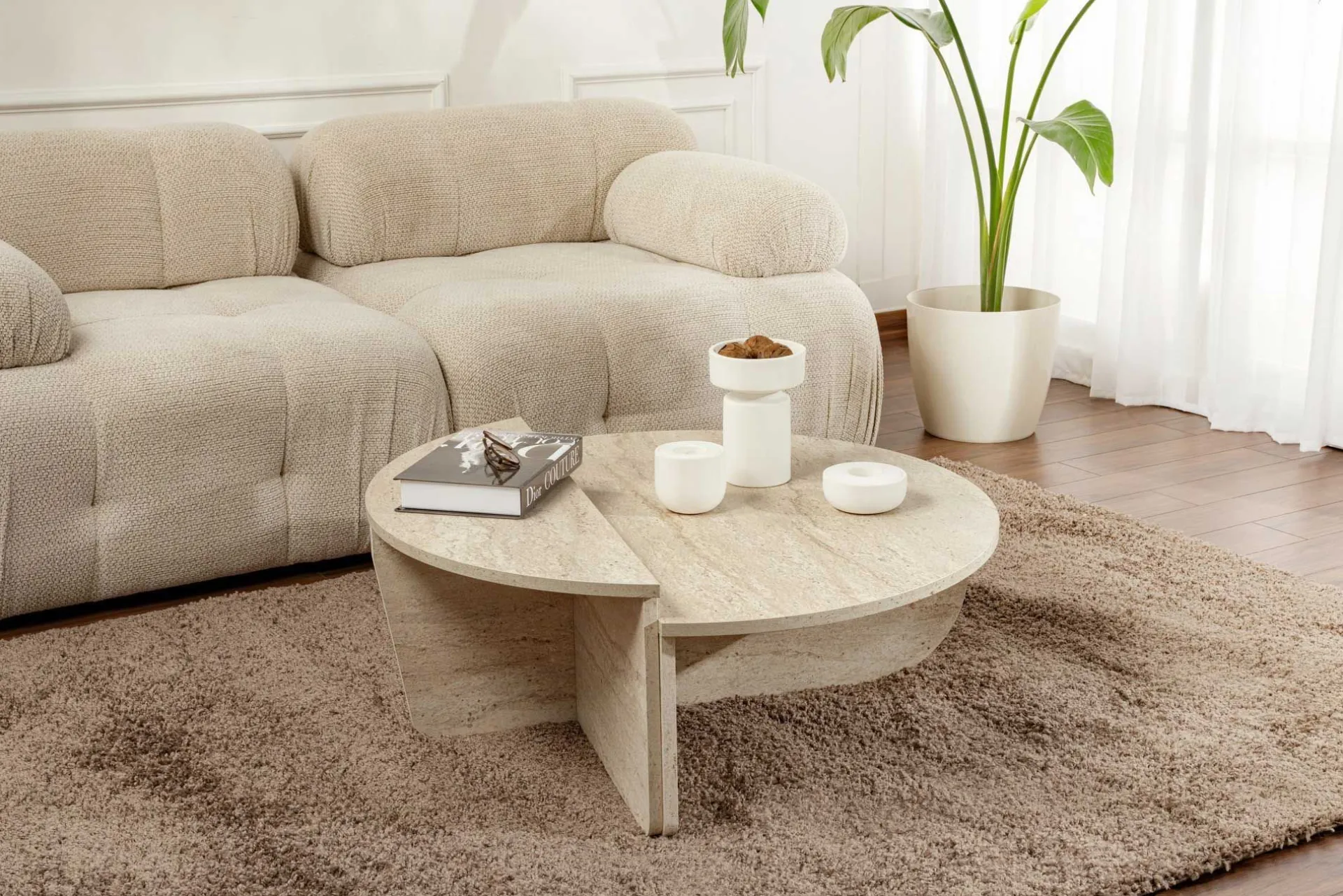 Emob Orion Couchtisch | 100 % MELAMIN | Travertin